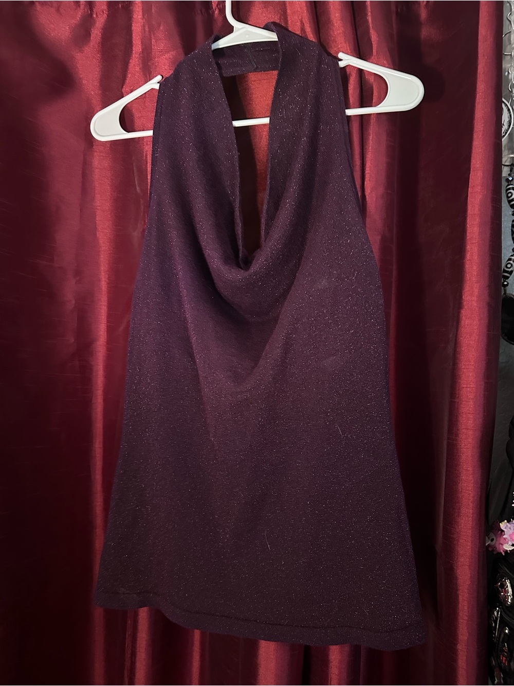 INC International Concepts Plum Sparkle Cowl Neck top